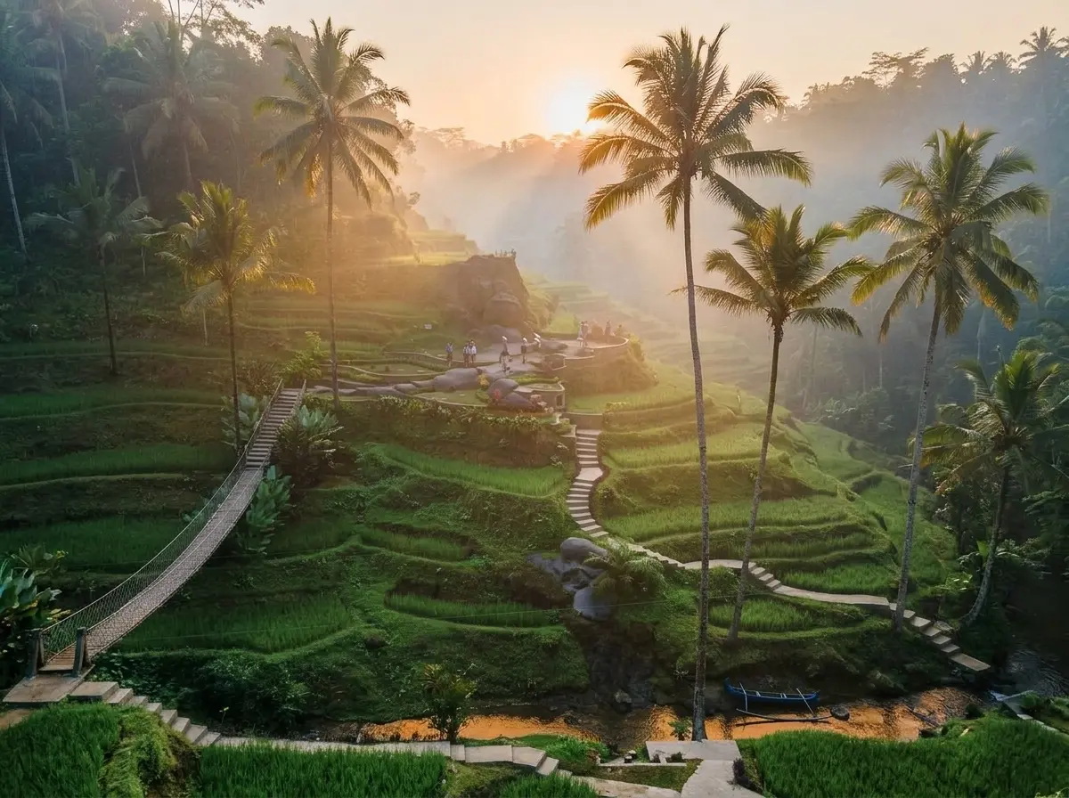 Tegallalang rice terraces Ubud Bali morning light